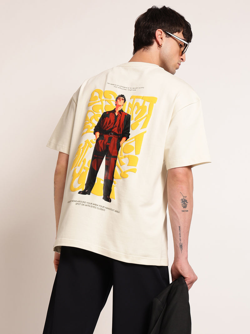 Men Oversize Back Print T-Shirt