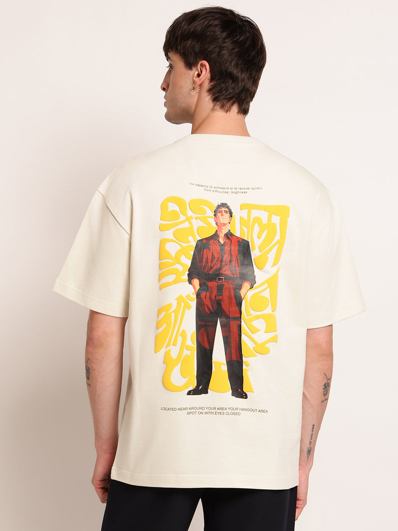 Men Oversize Back Print T-Shirt
