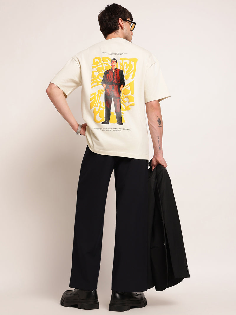 Men Oversize Back Print T-Shirt