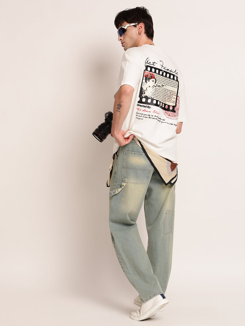 Men Oversize Back Print T-Shirt