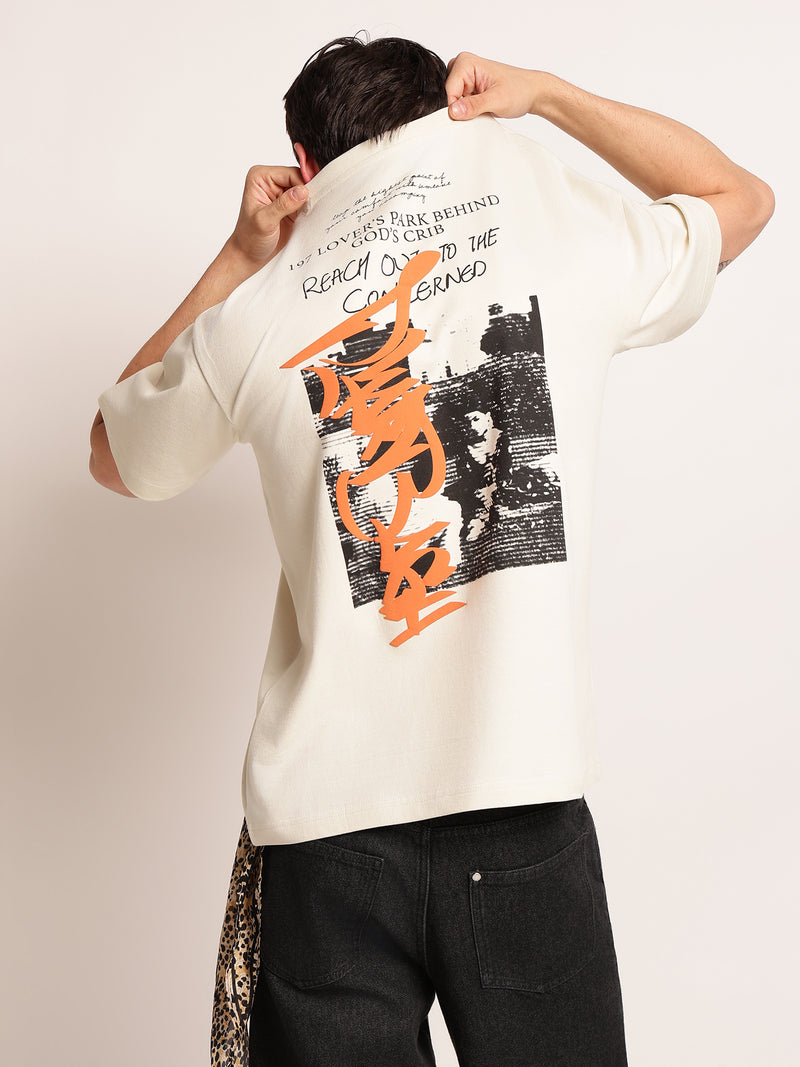 Men Oversize Back Print T-Shirt
