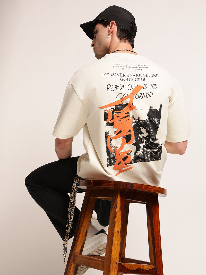 Men Oversize Back Print T-Shirt