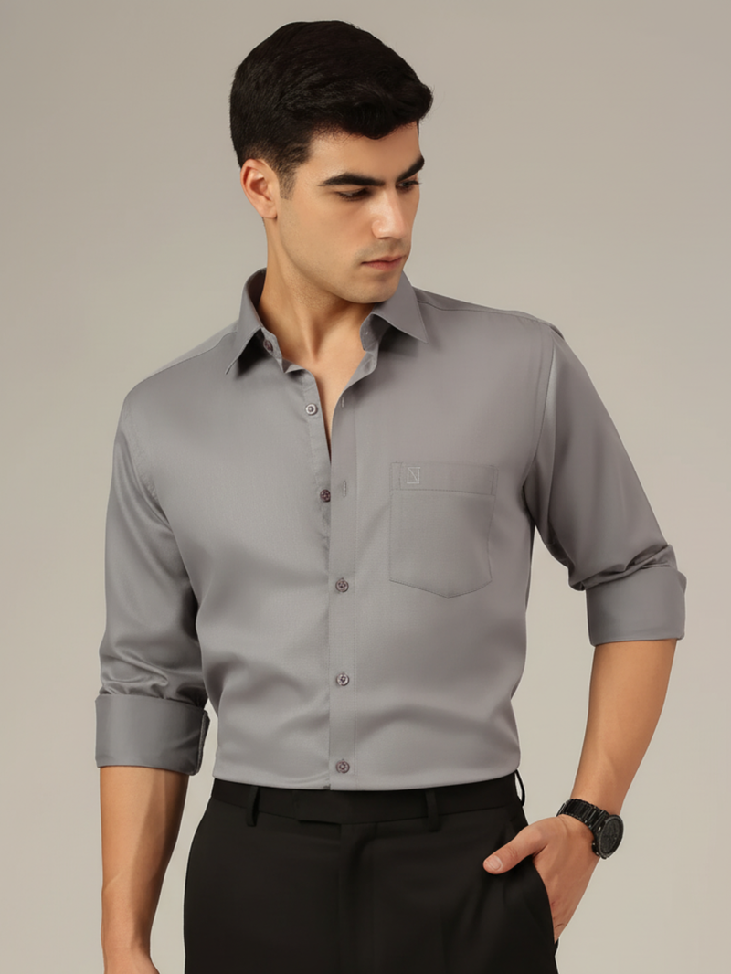 Dark Grey: Party Wear Formal Shirt