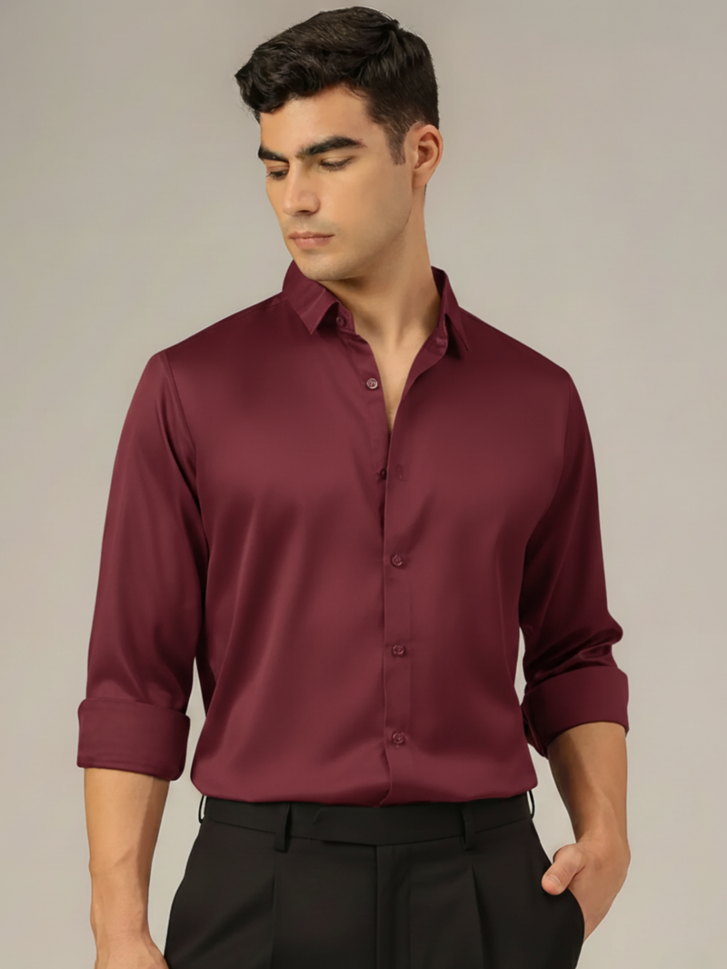 Maroon: Party Wear Formal Shirt