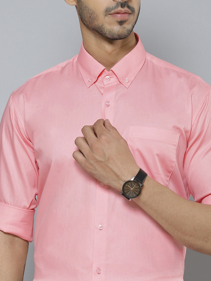 Men Peach-Coloured Smart Slim Fit Water Repellent Shirt