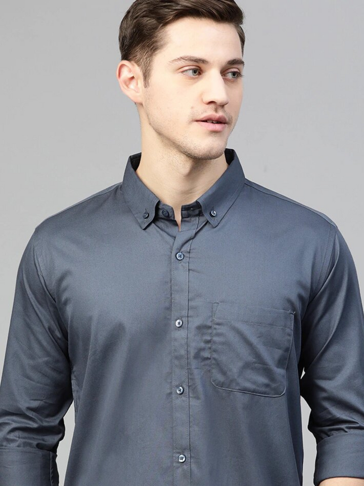 Men Charcoal Grey Water & Stain Repellent Shirt