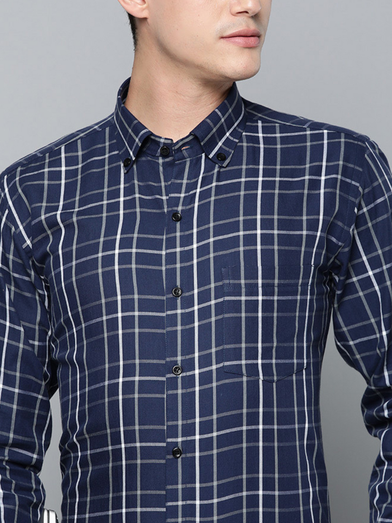 Blue: Tartan Checks Formal Shirt