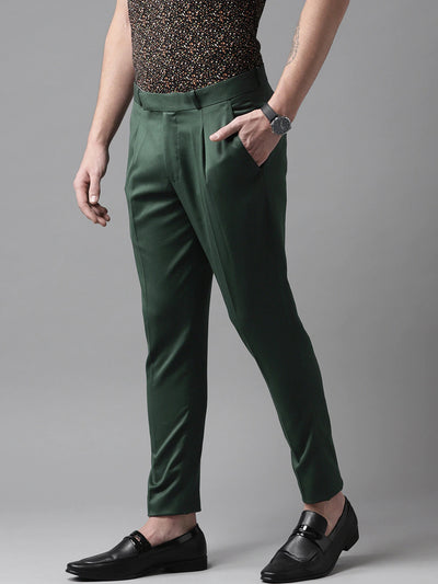 DENNISON Men Green Smart Tapered Fit Trousers
