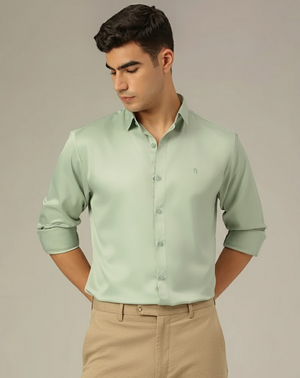 Light Green: Premium Party Wear Formal Satin Shirt