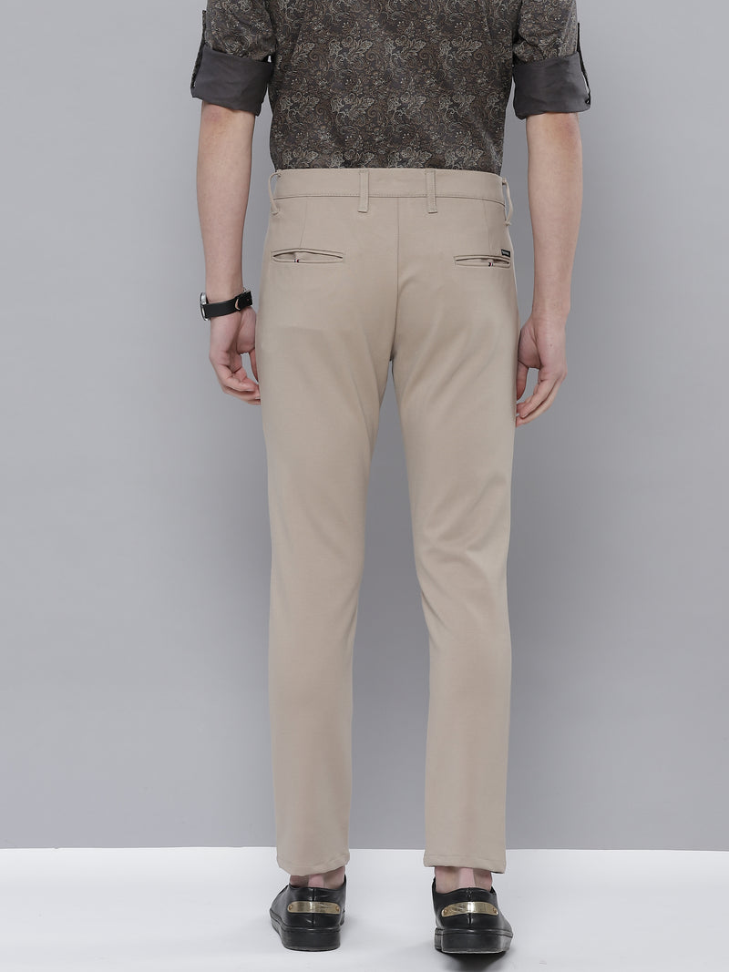 DENNISON Men Beige Smart Tapered Fit Wrinkle Free Trousers