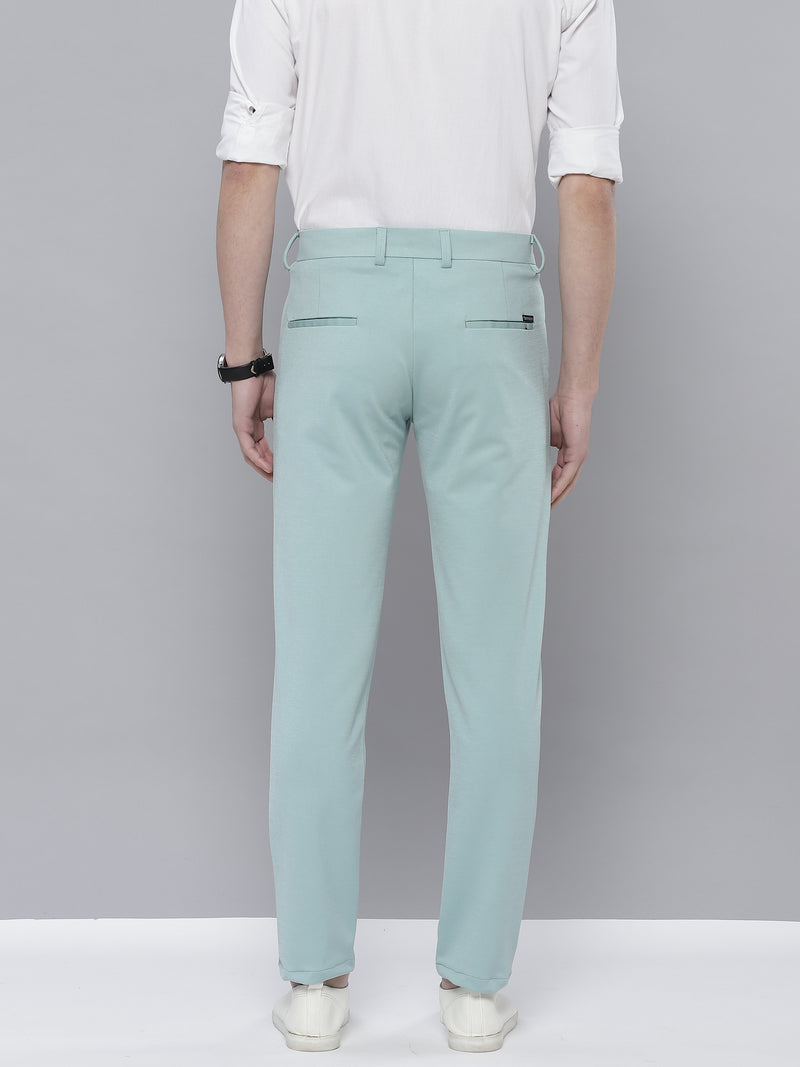 DENNISON Men Sea Green Smart Tapered Fit Wrinkle Free Trousers