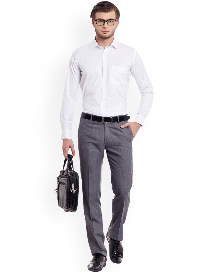 DENNISON Men White Comfort Regular Fit Solid Formal Shirt