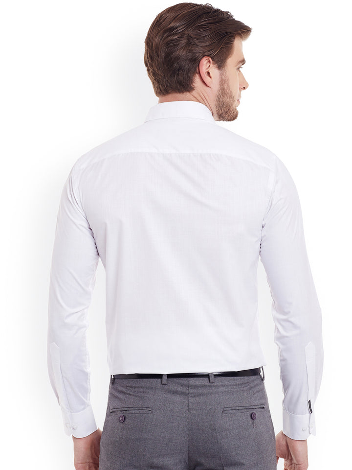 DENNISON Men White Comfort Regular Fit Solid Formal Shirt