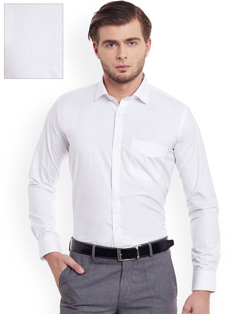 DENNISON Men White Comfort Regular Fit Solid Formal Shirt