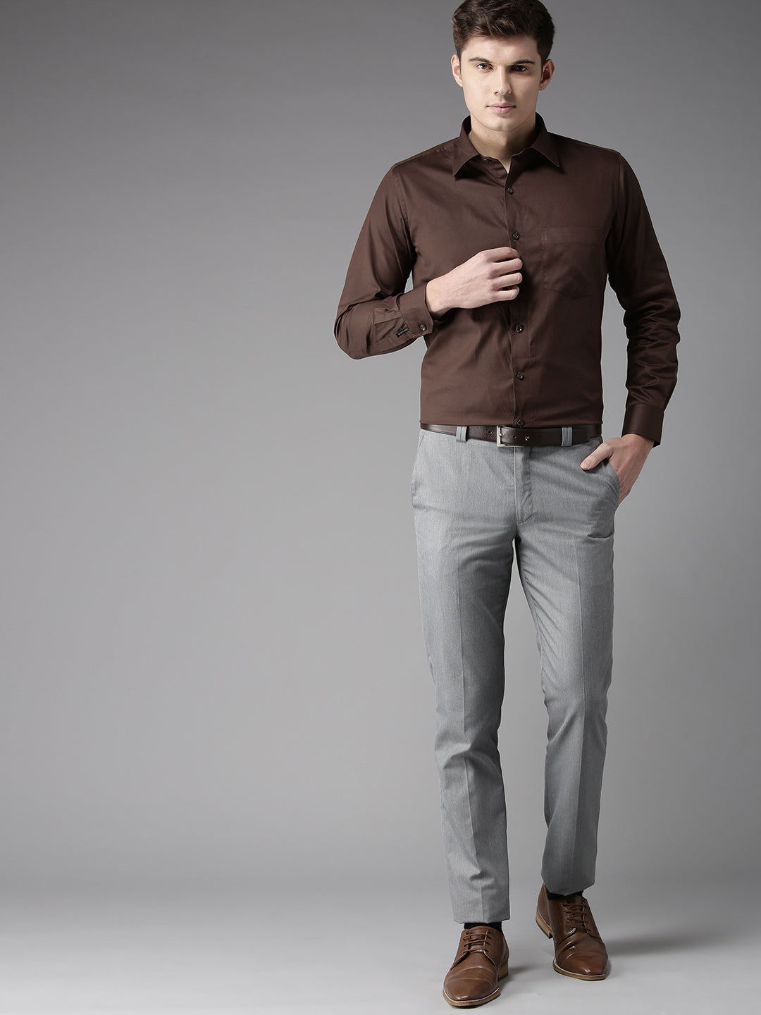 DENNISON Men Brown Formal Shirt