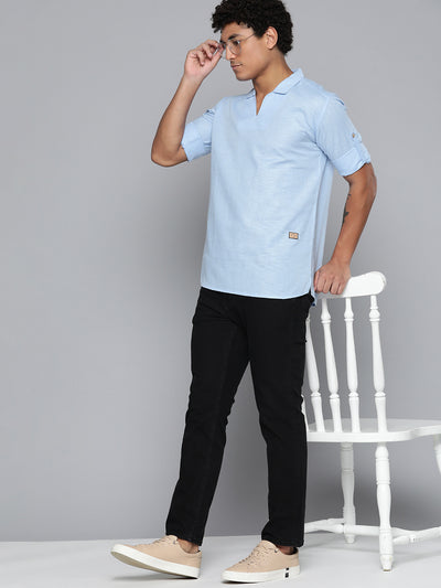DENNISON Men Blue Solid Casual Kurta