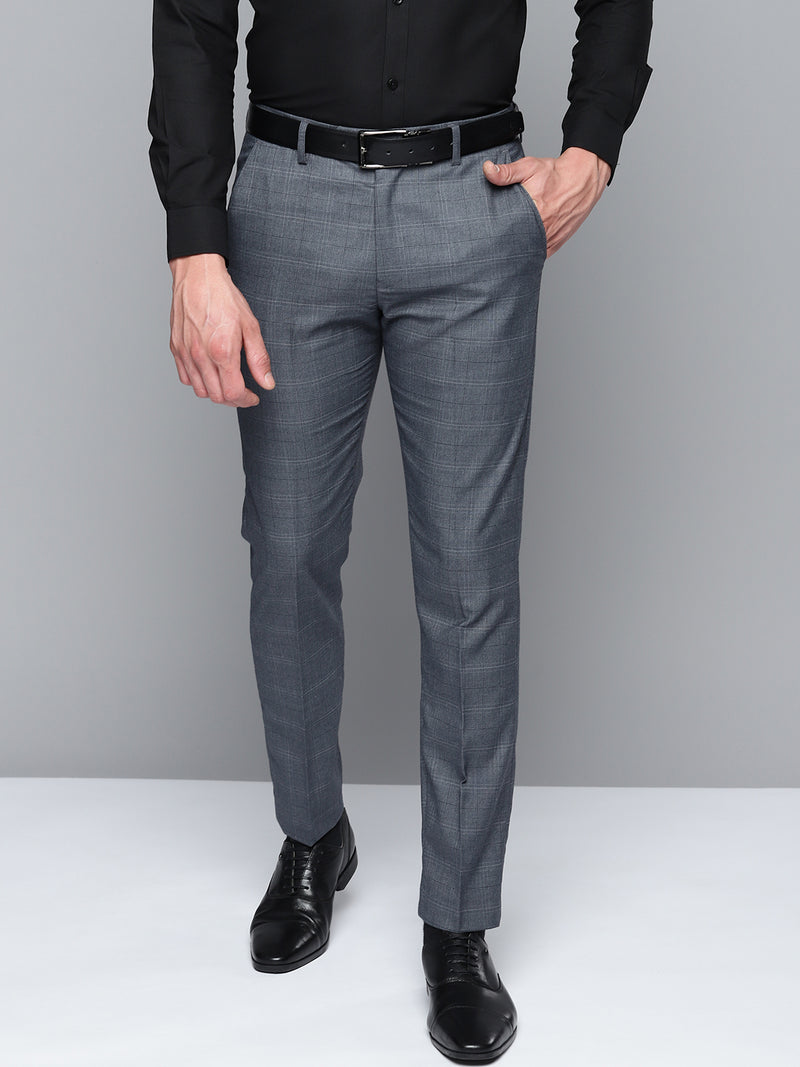 DENNISON Men Smart Self Design Tapered Fit Formal Trousers