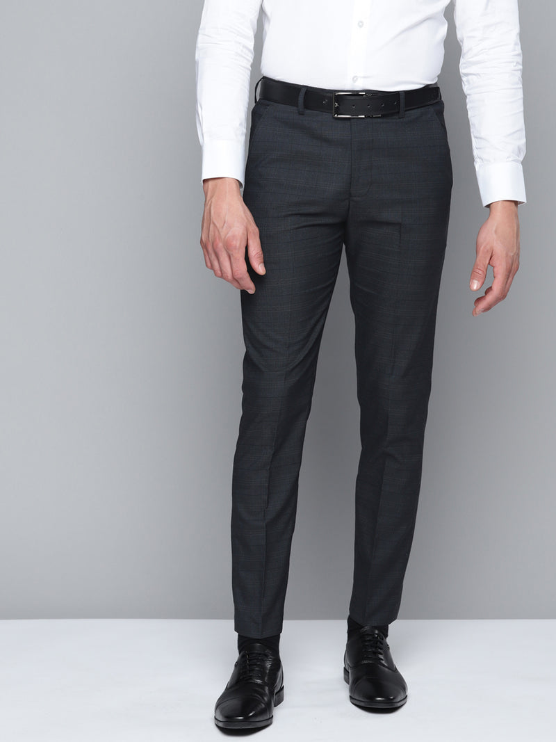 DENNISON Men Smart Self Design Tapered Fit Formal Trousers