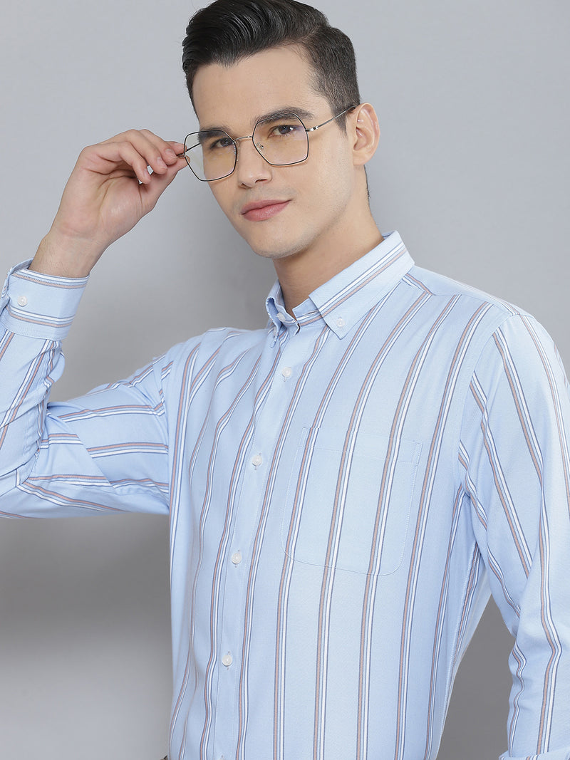 Men Smart Striped Cotton Formal Shirt