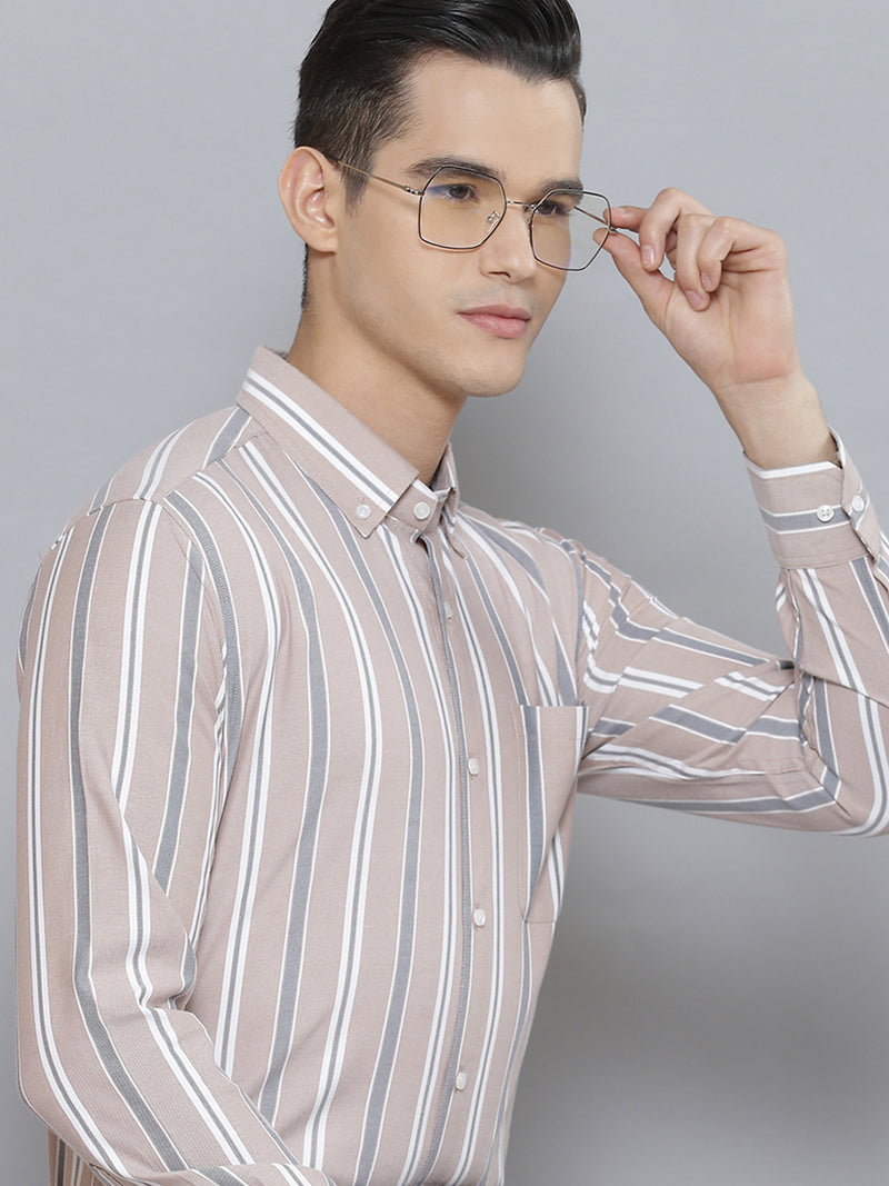 Men Smart Striped Cotton Formal Shirt