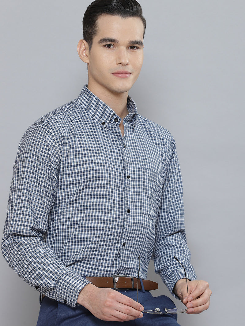 Men Smart Shepherd Checked Cotton Formal Shirt