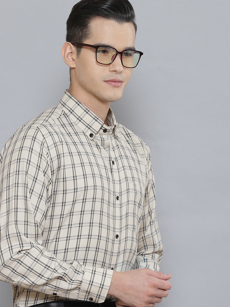 Men Smart Tartan Checked Cotton Formal Shirt