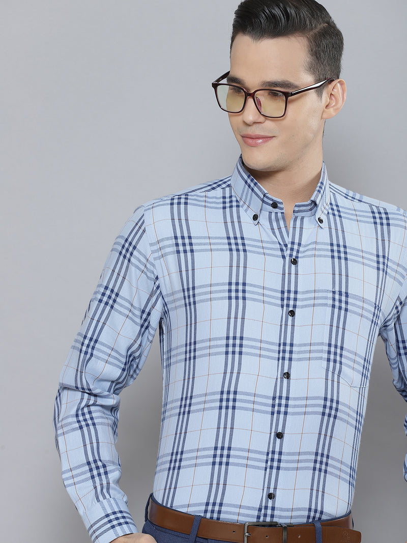 Men Smart Tartan Checked Cotton Formal Shirt