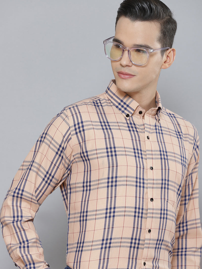 Men Smart Tartan Checked Cotton Formal Shirt