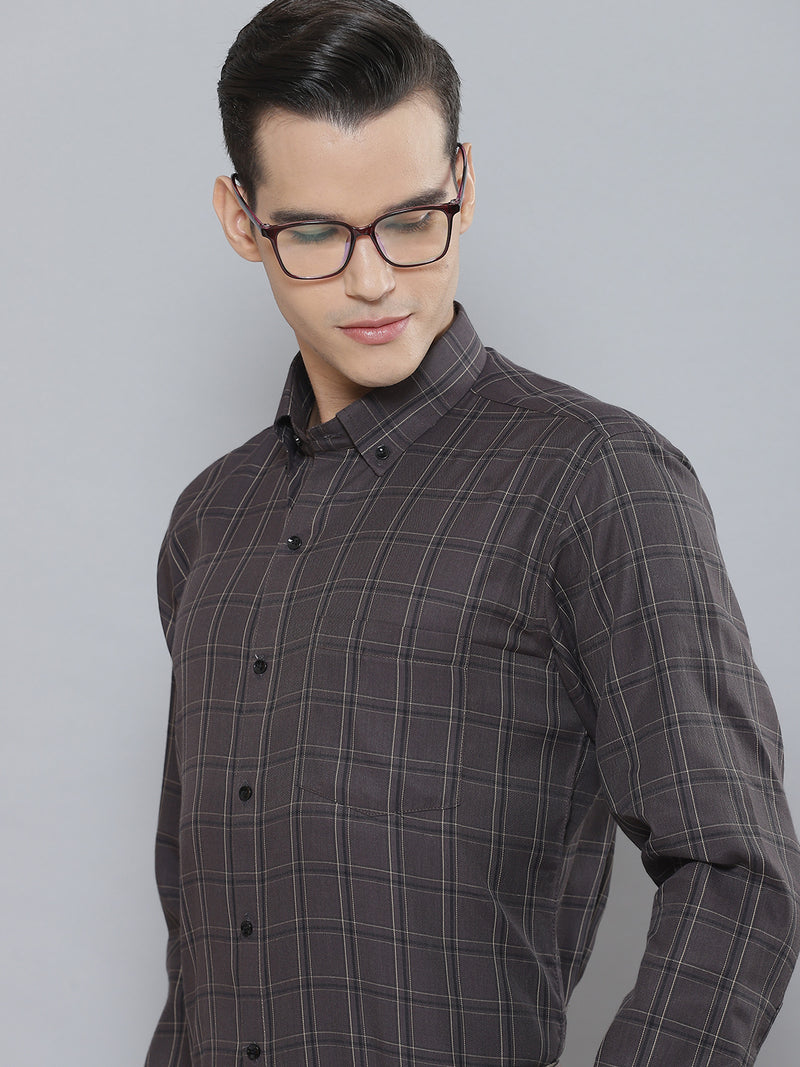 Men Smart Tartan Checked Cotton Formal Shirt