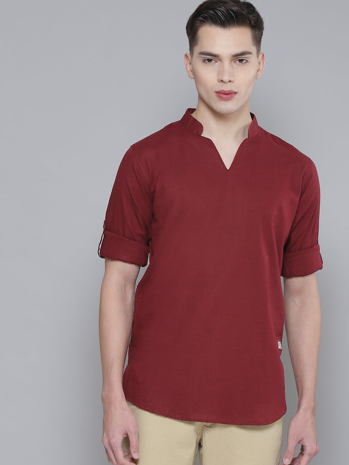 DENNISON Men Maroon Comfort Fit Kurta