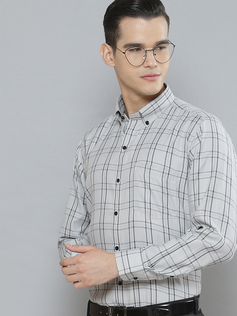 Men Smart Tartan Checked Cotton Formal Shirt