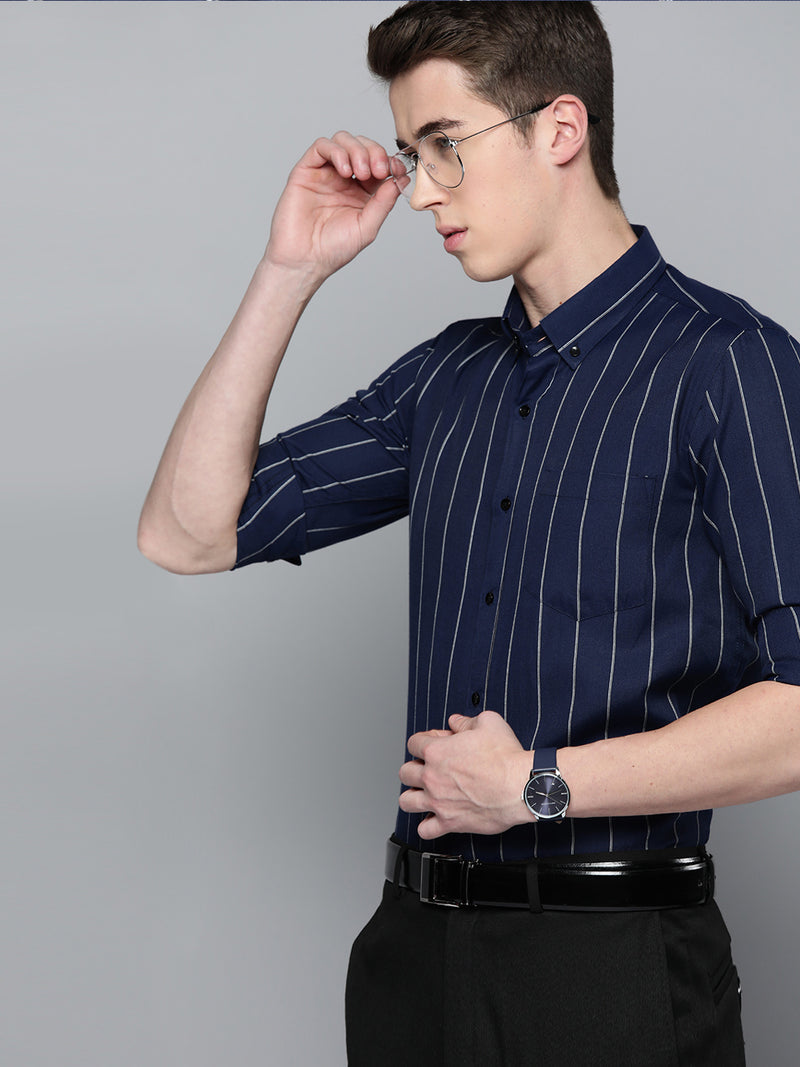 Men Smart Slim Fit Striped Formal Shirt