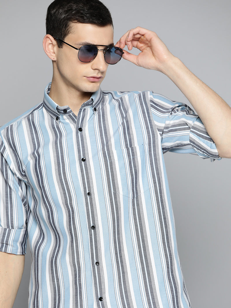 Blue: Striped Formal Shirt