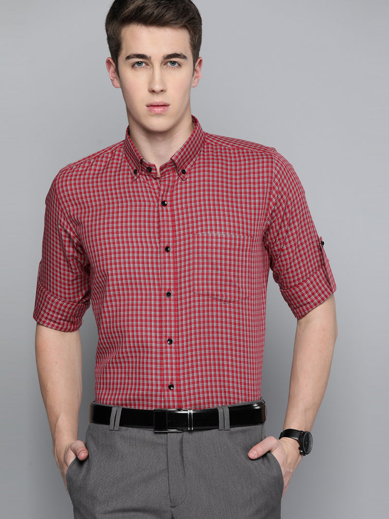 Smart Slim Fit Gingham Checks Formal Shirt