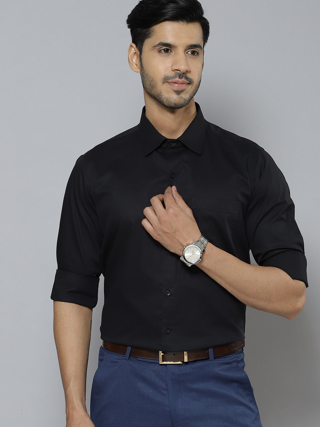 Men's Grey Slim Fit Party Wear Digital Print Shirt - Putra