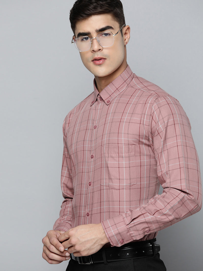 DENNISON Smart Regular Fit Tartan Checks Formal Shirt
