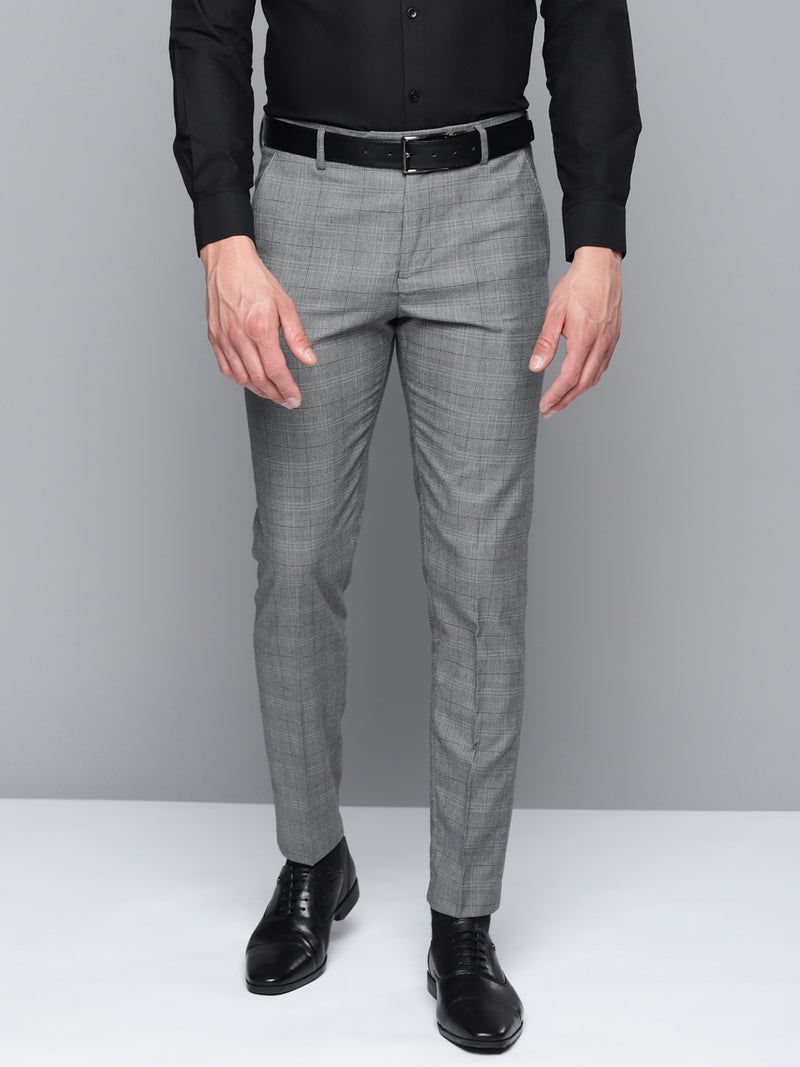DENNISON Men Smart Self Design Tapered Fit Formal Trousers