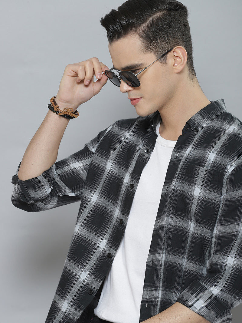 Men Smart Tartan Checked Cotton Casual Shirt