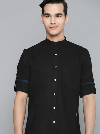 DENNISON Men Black Smart Slim Fit Casual Shirt