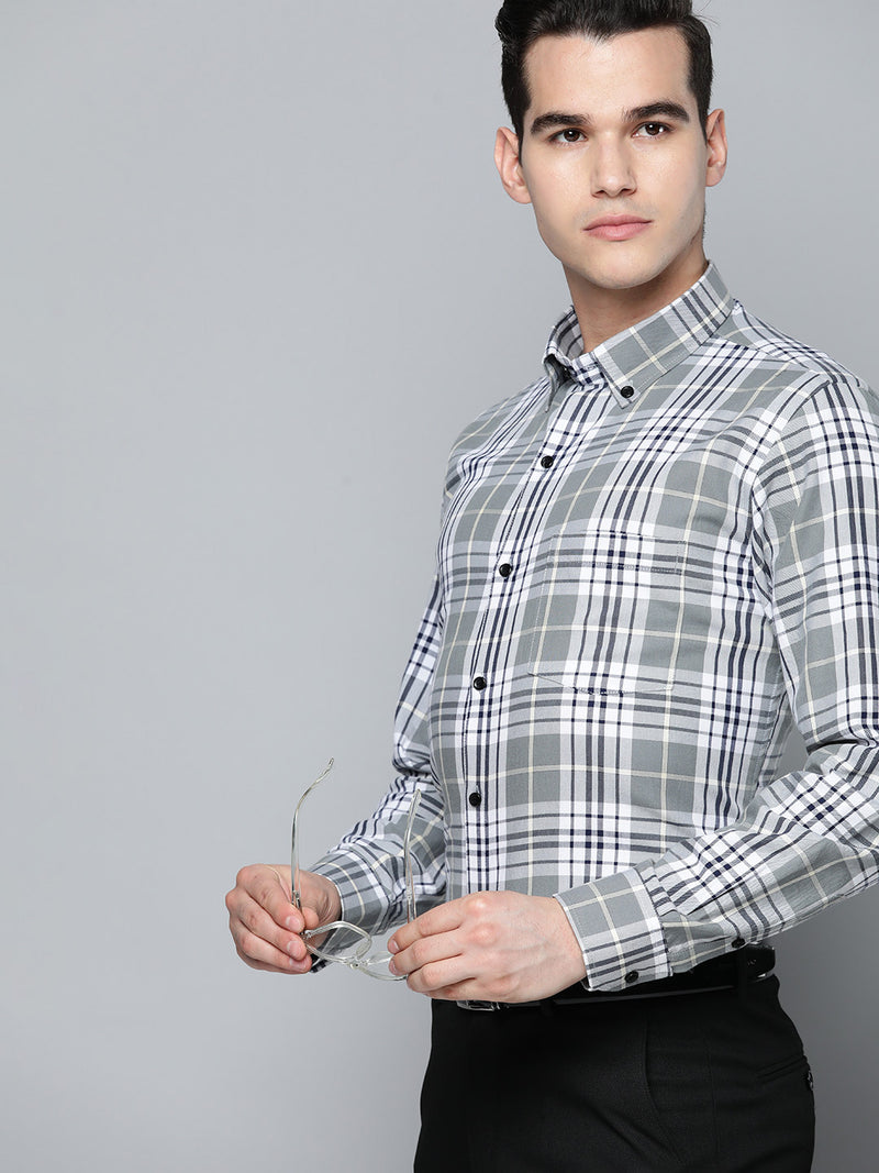 DENNISON Men Smart Tartan Checks Formal Shirt