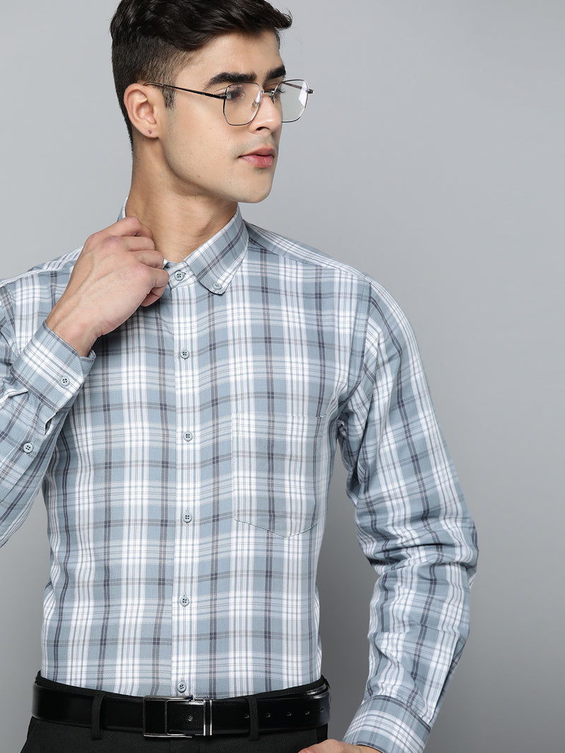 DENNISON Smart Regular Fit Tartan Checks Formal Shirt