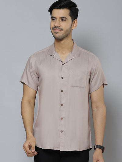 Men Brown Solid Pure Cotton Smart Slim Fit Casual Shirt