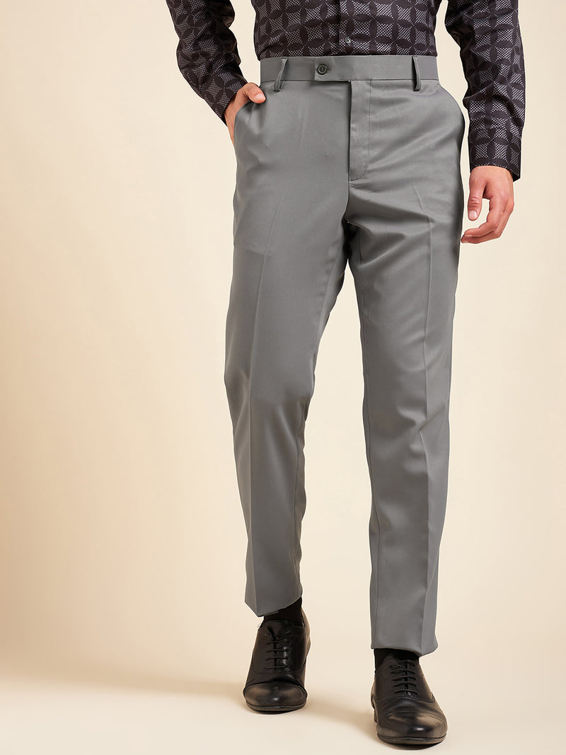 DENNISON Men Flat-Front Mid-Rise Formal Trousers