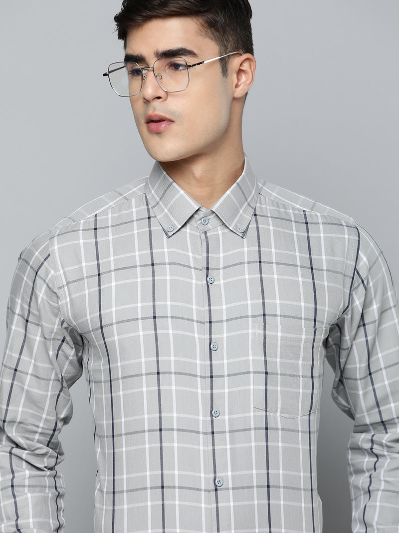 DENNISON Smart Regular Fit Tartan Checks Formal Shirt