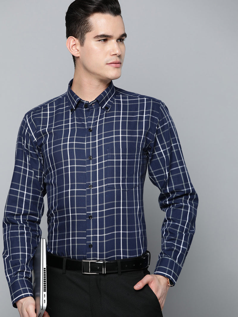 Blue: Tartan Checks Formal Shirt