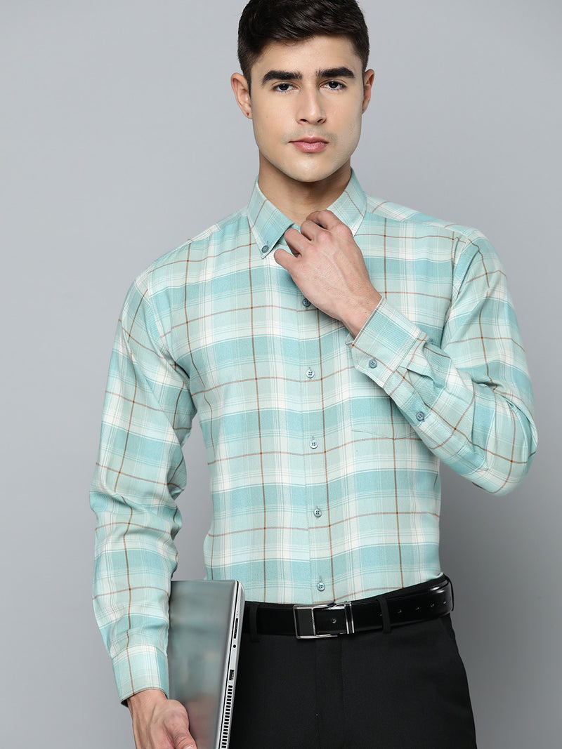 DENNISON Smart Regular Fit Tartan Checks Formal Shirt