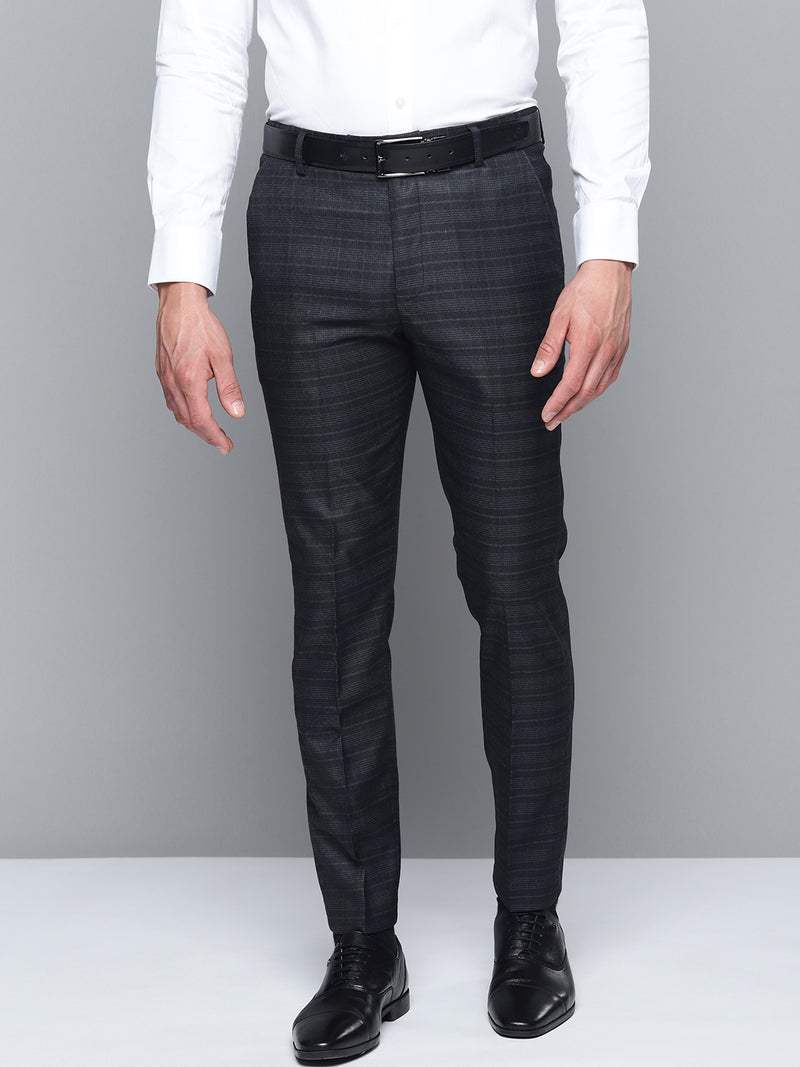 DENNISON Men Smart Self Design Tapered Fit Formal Trousers