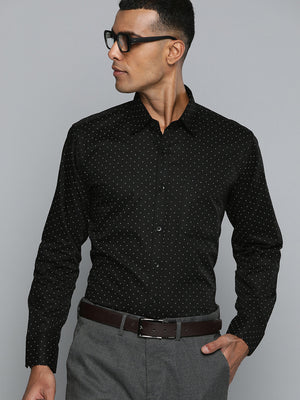 Black: Smart Polka Dots Printed Shirt