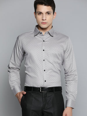 Grey: Polka Dots Printed Shirt