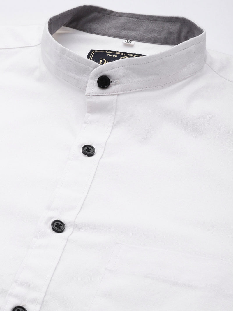DENNISON Men White Smart Slim Fit Casual Shirt